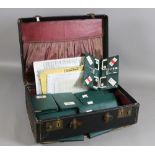 A suitcase containing sets of playing ca