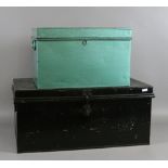 A painted tin trunk and a smaller exampl