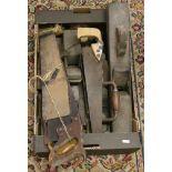 A box and contents of old joiners tools.