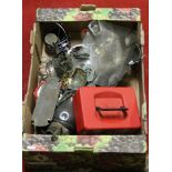 A box of metalwares including pewter and