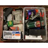 Two boxes of assorted tools including ca