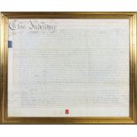 A gilt framed handwritten Indenture date