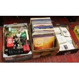 A box of LP records, horsedrawn vehicles