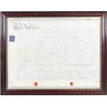 A framed handwritten Indenture dated 182