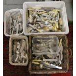 Three boxes of mixed cutlery including s