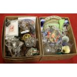 Two boxes of mixed china and glass to in