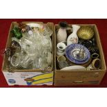 Two boxes of mixed china and glass to in
