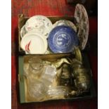 Two boxes of miscellaneous including pot