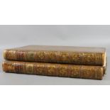 Two antique leather bound books Atlas an