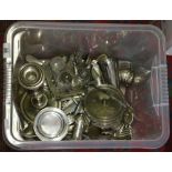 A box of miscellaneous silver plate to i