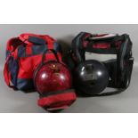 Three cased bowling balls to include AMF