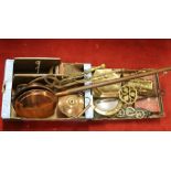 Two boxes of assorted copper and brass m