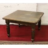 A Victorian walnut extending wind out dining table raised on turned and reeded supports.