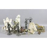 A collection of composite and metal figures of horses, dogs and ballerinas, etc.