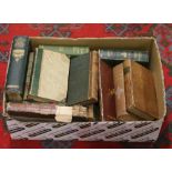 A box of antique books to include A Natural History of British Butterflies and Moths,