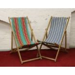 Two 1950s folding deck chairs.