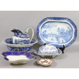 A collection of ceramics to include C19th blue and white Wedgwood and Royal Crown Derby.