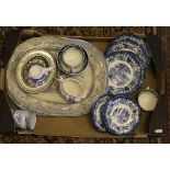 A collection of ceramics and silver plate to include meatplates, Palissy part teaset, etc.