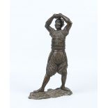 A cast bronze figure of a Samurai warrior, 49cm high. Condition Report. To be used as a guide