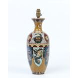 A Japanese cloisonne tablelamp base of hexagonal baluster form, 36cm. Condition Report. To be used