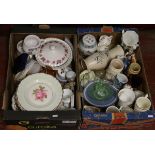 Two boxes of mixed china and glass to include Wedgwood and Poole examples.