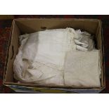 A collection of Victorian and Edwardian childrens clothes, nightdresses, Christening gown, etc.