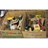 Two boxes of assorted old tools to include woodworking, tradesmans, etc.