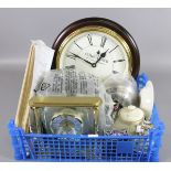 Mixed lot including clock, wall clock, mixed ceramics, ceiling fan and inkwell.