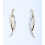 A pair of 18 carat gold openwork earrings each set with fifteen diamonds. 0.3ct, 3.87 grams.