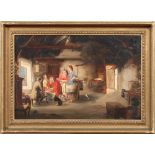 Thomas McCulloch R. S. A. Gilt framed oil on panel the Spae Wife, genre interior scene. Labels
