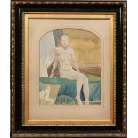 Harry Arthur Riley (1895-1966) watercolour sketch in parcel gilt and ebonized frame, portrait of a