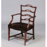 An early nineteenth century mahogany ladder back carver dining chair.  Condition Report. To be