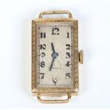 A ladies Rolex 18 carat gold cased Art Deco manual watch head. With exaggerated dial in silvered