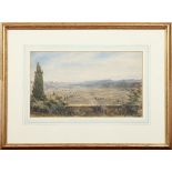 Italian school, a gilt framed watercolour, named view of Bellosguardo. Dated April 1902 and
