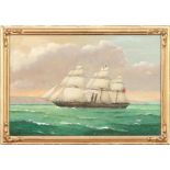 A nineteenth century gilt framed oil on board marine picture. Study of Jeddo, passenger liner,
