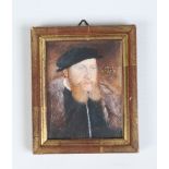 After John Bettes (active 1531-1570) a nineteenth century gilt framed ivory portrait miniature,