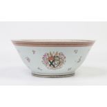 A late eighteenth / early nineteenth century Chinese armorial punch bowl. Decorated with bouquets,