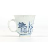 A rare early Bow toy ware coffee cup of conical form and with plain loop handle. Painted in