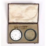 A nineteenth century Swiss 18 carat gold open face slim pocket watch quarter striking on two