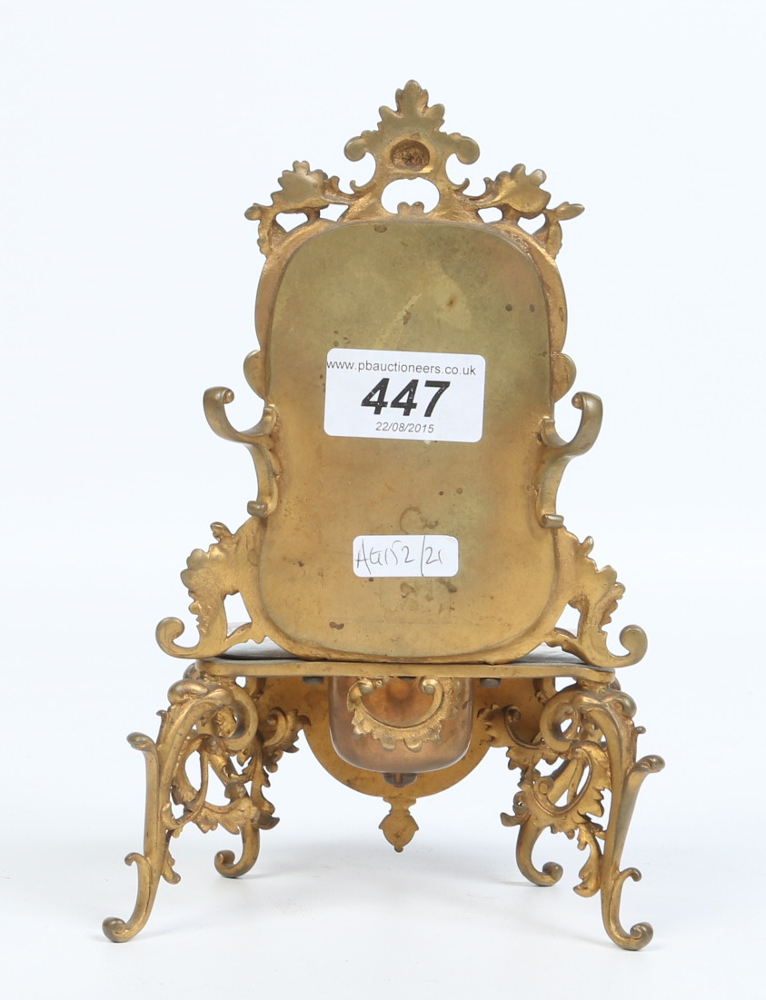 An early twentieth century French gilt metal and enamel encrier. Formed as a rococo dressing table - Image 3 of 4