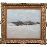 James Brown Gibson (1880-1961). Pair of gilt framed impressionistic oils on canvas, coastal