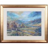 *Mike Green, Sheffield Artist. Gilt framed acrylic on board, Offerton near Hathersage. Signed and