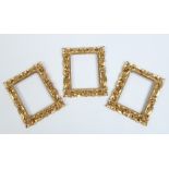 Three small giltwood picture frames, 14cm x 11.5cm. Condition Report. To be used as a guide only. No