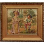 Victorian school. Gilt framed oil on canvas, portrait of a young child posed as a gardener and