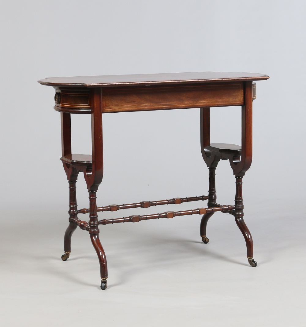 An Edwardian mahogany single drawer occasional table, with marquetry medallion, satinwood banding