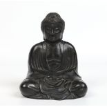 An Oriental patinated bronze figure of a seated Buddha, 21cm. Condition Report. To be used as a
