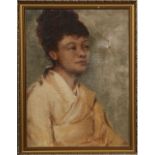 Attributed to Harry John Pearson (1872-1933). Gilt framed oil on board, portrait of an Oriental