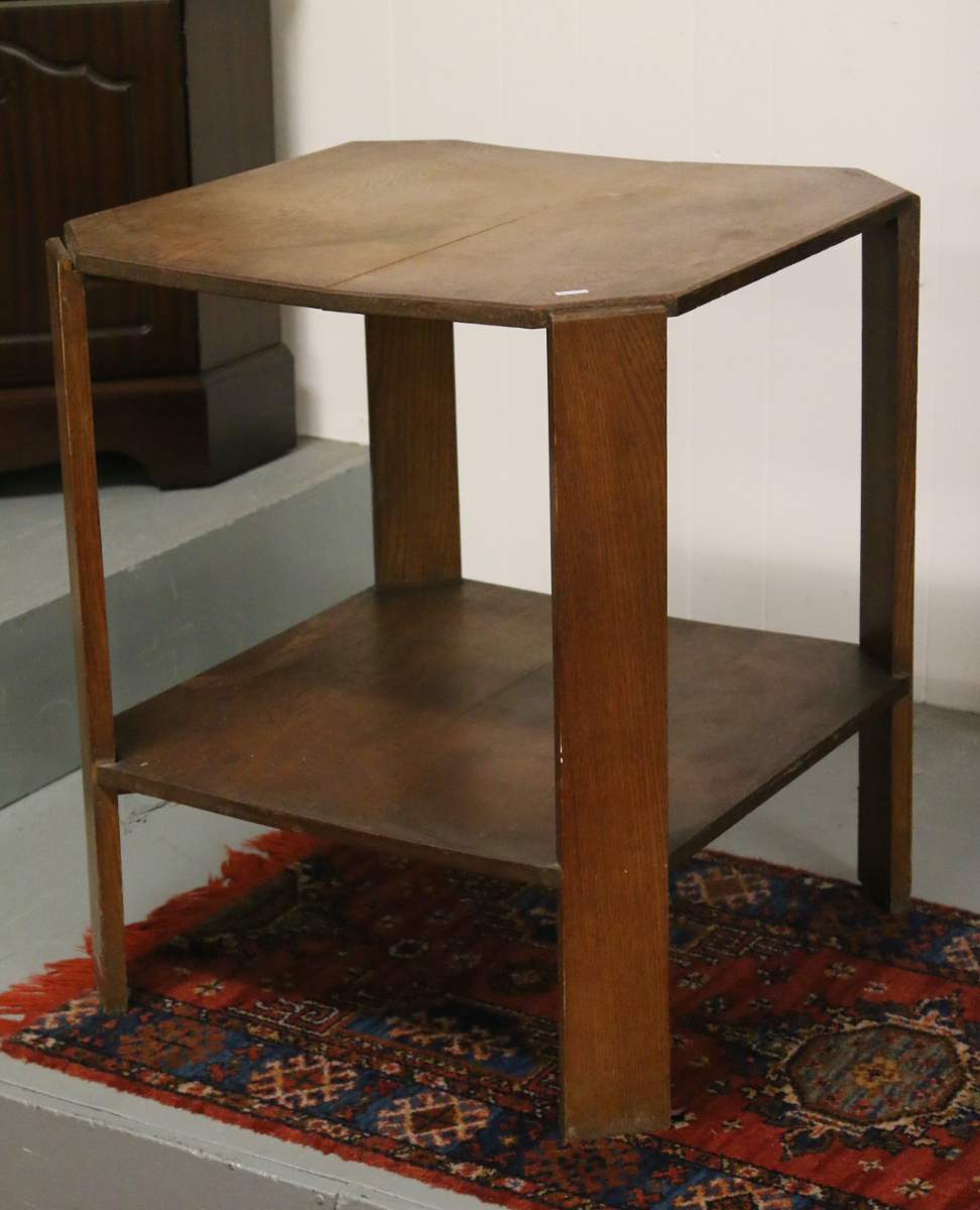 An oak two tier square formed occasional table. - Image 2 of 2