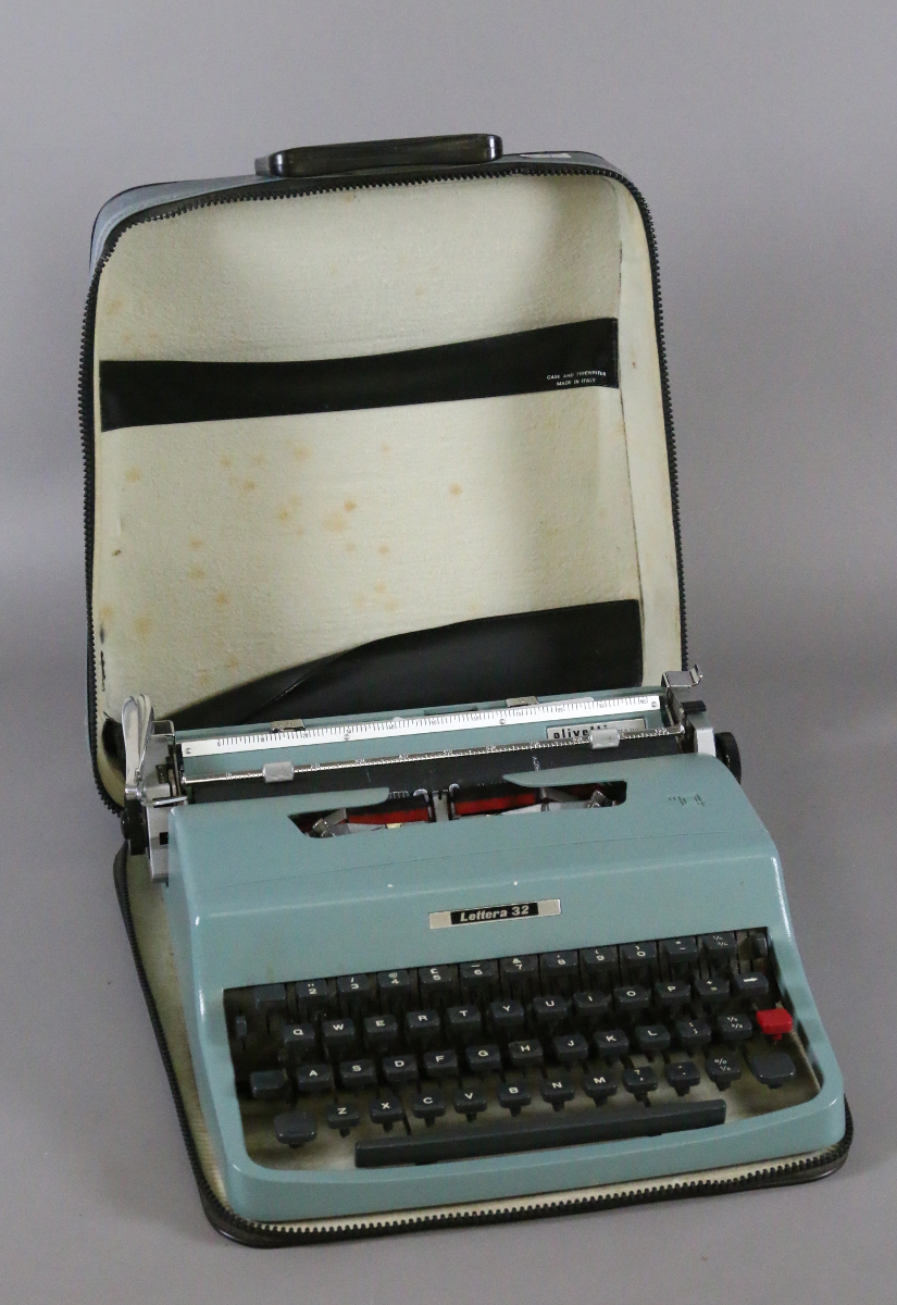 An Olivetti cased vintage Lettera 32 typewriter.