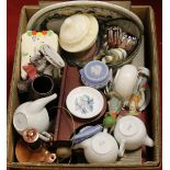 A box of miscellaneous to include Wedgwood and Royal Worcester examples.